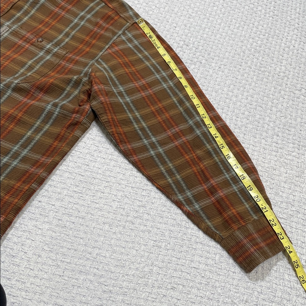 Mens Woolrich Cotton Outdoors Striped Button Up Brown Blue Orange Size X-Large - Picture 13 of 15